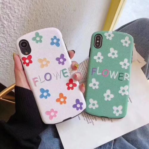 white background green bottom floral phone case-Yescase Store
