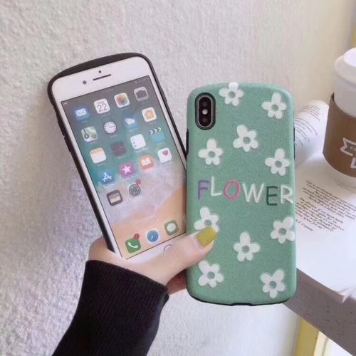 white background green bottom floral phone case-Yescase Store
